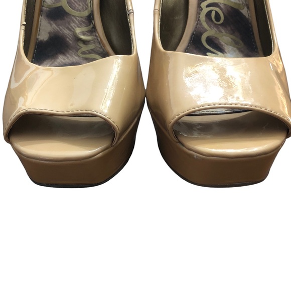 Sam Edelman Tacoma Peep Toe Leather Upper Tan High Heels Size 7 1/2 - Picture 6 of 12